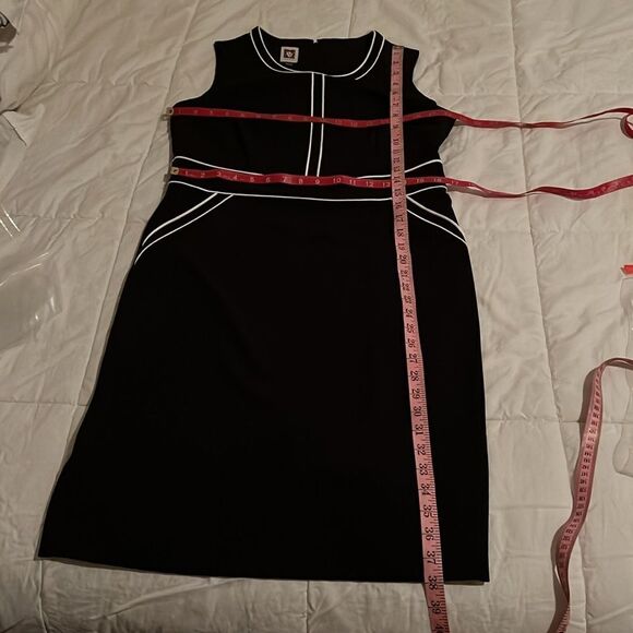Anne Klein Woman’s Dress Sz 10 Black White Piping Scoop Neck Midi Sleeveless - Picture 12 of 12